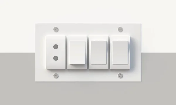 Switchboard Fixed Grey White Wall Rendering — Stock Photo, Image