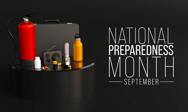 Национальный месяц готовности (НПМ) отмечается ежегодно в сентябре с целью повышения осведомленности о важности подготовки к стихийным бедствиям и чрезвычайным ситуациям, которые могут произойти в любое время. 3D рендеринг