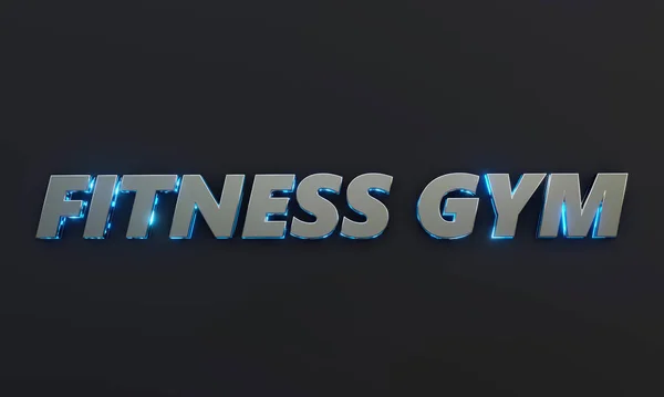 Palabra Fitness Gym Está Escrita Sobre Fondo Oscuro Con Efecto —  Fotos de Stock