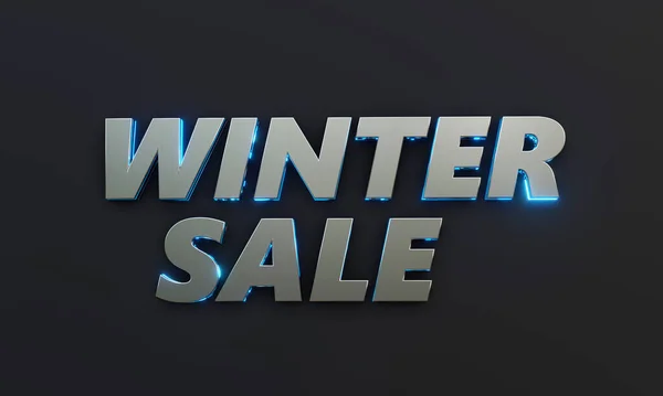 Word Winter Sale Geschreven Donkere Achtergrond Met Filmische Neon Effect — Stockfoto