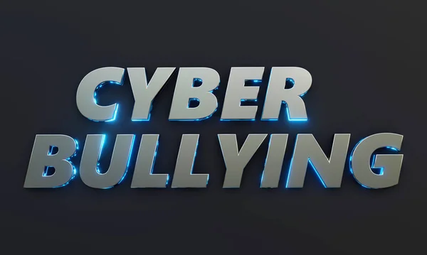 Palavra Cyber Bullying Escrita Fundo Escuro Com Efeito Cinematográfico Neon — Fotografia de Stock