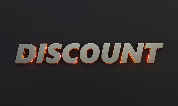 Слово Discount Написано Темном Фоне Кинематографическим Неоновым Эффектом Рендеринг — стоковое фото