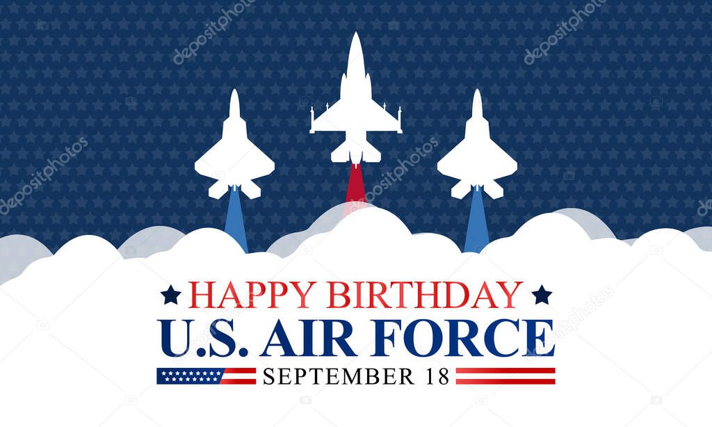 U.S. Air Force birthday is observed every year on September 18 all across United States of America. Vector illustration