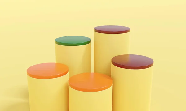 Rendering Empty Cylinders Products Display Can Used Background — 스톡 사진