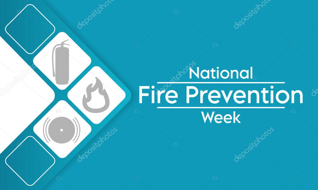 National Fire Prevention Week is observed every year in October, to raise fire safety awareness, and help ensure our home and family is protected. Vector illustration