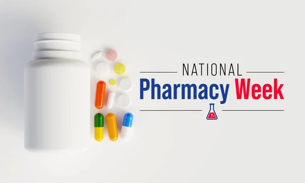 National Pharmacy Week is observed every year in October. to raise your patients and colleagues awareness about the vital role pharmacists play on the healthcare team. 3D Rendering