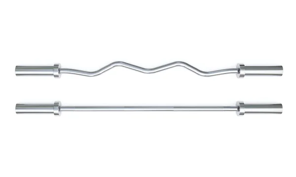 Straight Curl Bars Isolated White Background Stainless Steel Gym Equipment — 图库照片