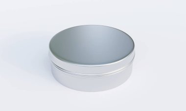 Round tin box isolated on white background. 3D Rendering