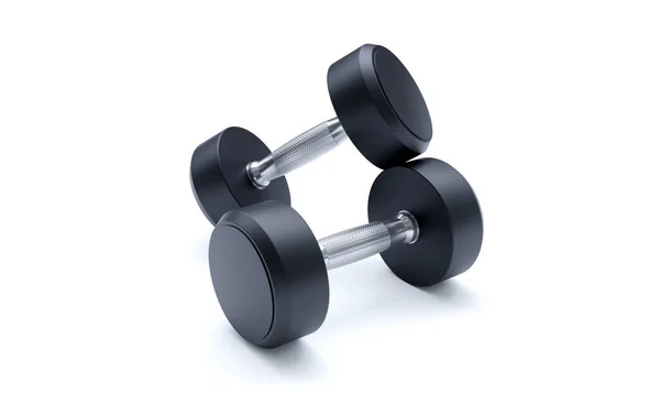 Dumbbells Isolated White Background Gym Equipment Stainless Steel Rubber Coated — Zdjęcie stockowe