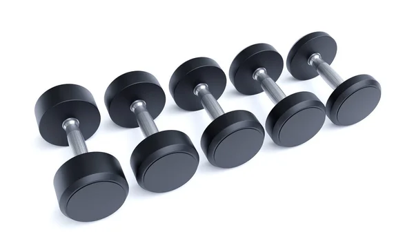 Dumbbells Isolated White Background Gym Equipment Stainless Steel Rubber Coated — Zdjęcie stockowe