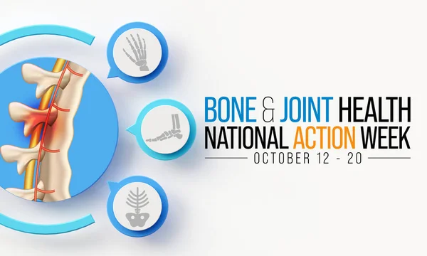 Bone and Joint health action week is observed every year in October, with activities focused on disorders including arthritis, back pain, trauma, pediatric conditions, and osteoporosis. 3D Rendering