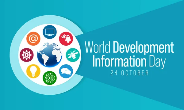 World Development Information Day Observed Every Year October Draw Attention — Image vectorielle
