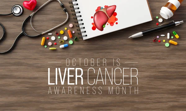 Liver Cancer awareness month is observed every year in October, cancer can sometimes start in liver or spread from another organ. 3D Rendering