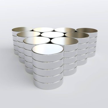 neodymium magnets isolated on white background. 3D Rendering
