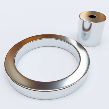 neodymium magnets isolated on white background. 3D Rendering