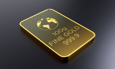 Altın bisküviler koyu lüks arka planda izole edilmiş, 10 gramlık bar, premium illüstrasyon. 3B Hazırlama