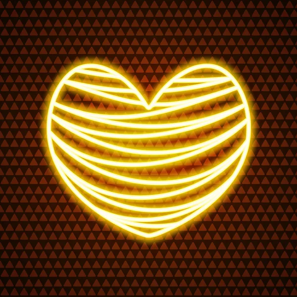 Ett Hjärta Neonglöd Kläckande Prydnad Färgad Vektor Illustration Isolerad Gyllene — Stock vektor