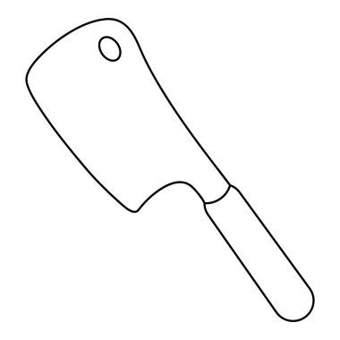 Balta. Robot resim. Barbekü et ve balık kesme aleti. Keskin bıçak. Bıçak ürünü. Vektör çizimi. Boyama. İzole edilmiş beyaz bir arkaplanda özet geç. Doodle tarzı.