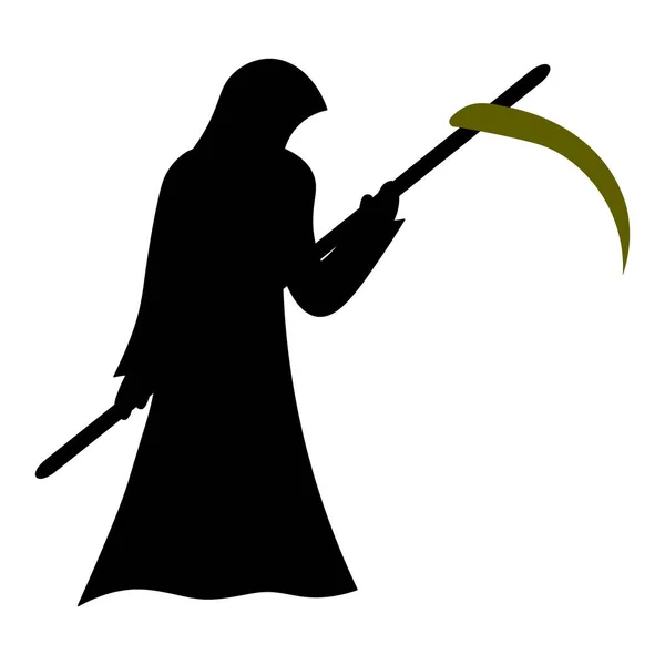 Grim Reaper Silhouette Paranormal Entity Hooded Robe Death Has Come — Stock Vector