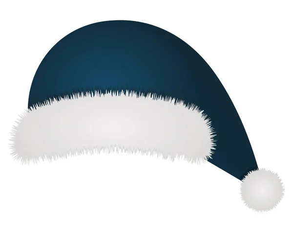 Santa Clausův Klobouk Čelenka Modrá Kožešinou Barevná Vektorová Ilustrace Izolované — Stockový vektor
