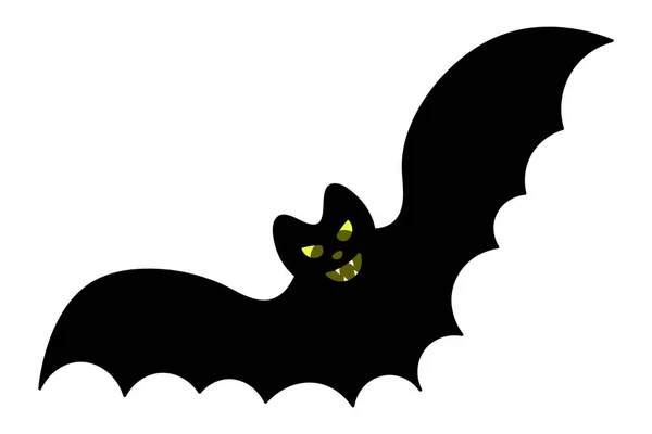 Vleermuis Silhouet Vreselijk Tand Gloeiende Ogen Vector Illustratie Vampierdier Een — Stockvector