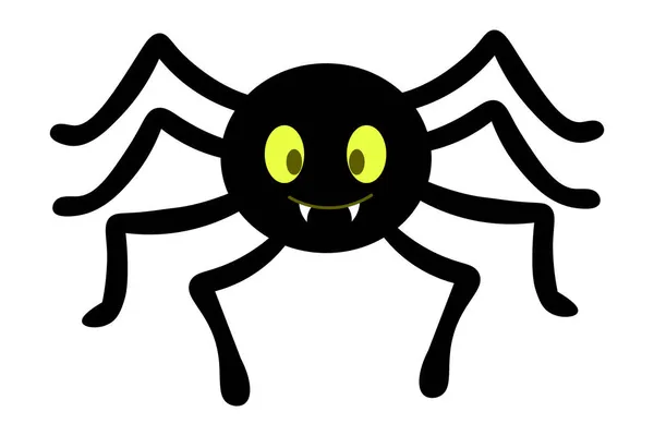 Spider Silhouette Cute Toothy Vector Illustration Clever Hunter Funny Character — Stock Vector