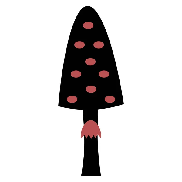 飛ぶアガリ 赤い斑点のシルエット 小さな毒キノコ ベクトルイラスト 食用ではなく幻覚性キノコ 隔離された白い背景 ハロウィンのシンボル ウェブデザインのアイデア 聖人の日 — ストックベクタ