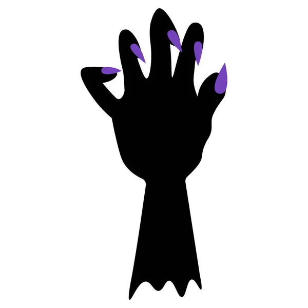 Пеньок Ручки Мертвеца Силует Пурпуровыми Цвяхами Вигнуті Пальці Гострими Кігтями — стоковий вектор