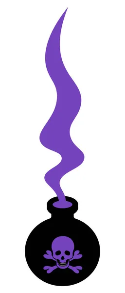 Une Bouteille Empoisonnée Silhouette Des Vapeurs Violettes Sortent Bulle Emblème — Image vectorielle