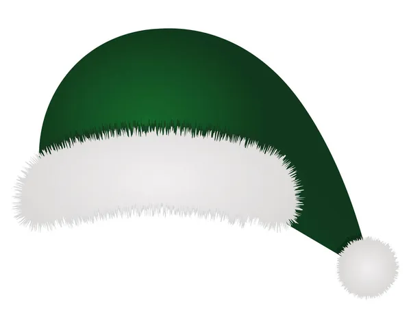 Santa Clausův Klobouk Čelenka Zelená Kožešinou Barevná Vektorová Ilustrace Izolované — Stockový vektor