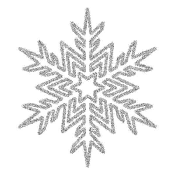 Floco Neve Floco Neve Feito Ouropel Prata Ornamento Festivo Ilustração — Vetor de Stock