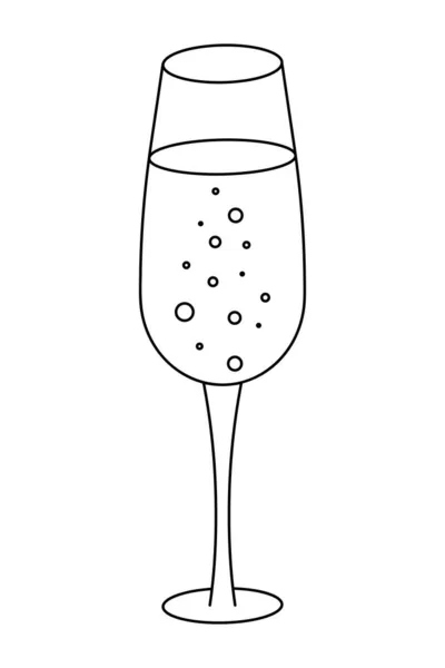 Glass Champagne Sketch Vector Illustration Crystal Bowl Sparkling Wine Magic — Stock Vector