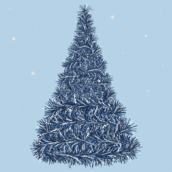 Arbre Noël Des Flocons Neige Blancs Tourbillonnent Sur Épinette Bleue — Image vectorielle