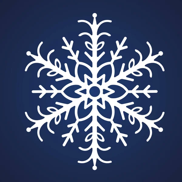 Floco Neve Ornamento Festivo Ilustração Vetorial Fundo Azul Isolado Estilo —  Vetores de Stock