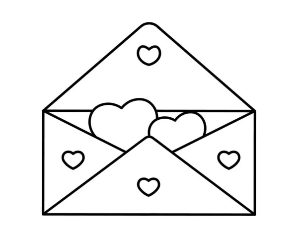 Envelop Met Een Liefdesboodschap Een Schets Harten Vliegen Uit Brief — Stockvector