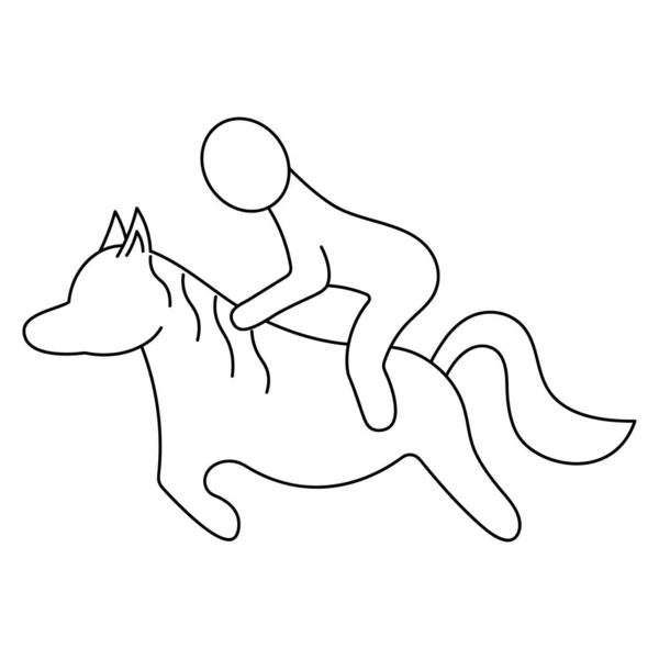 乗馬だ スケッチ ベクトル アイコン ライダーは馬に乗っています 速度のための距離を克服する 隔離された白い背景 子供向けのぬり絵 馬鹿なスタイルだ ウェブデザインのアイデア — ストックベクタ