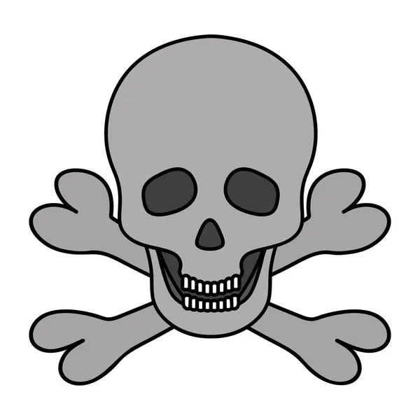 Crâne Croisés Illustration Vectorielle Colorée Symbole Pirate Mâchoire Aux Dents — Image vectorielle