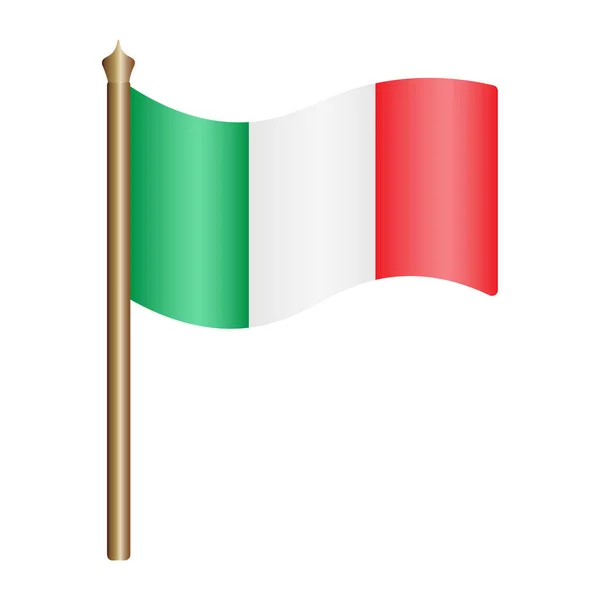 Bandiera Italia Tessuto Tricolore Simbolo Nazionale Dello Stato Sviluppa Nel — Vettoriale Stock