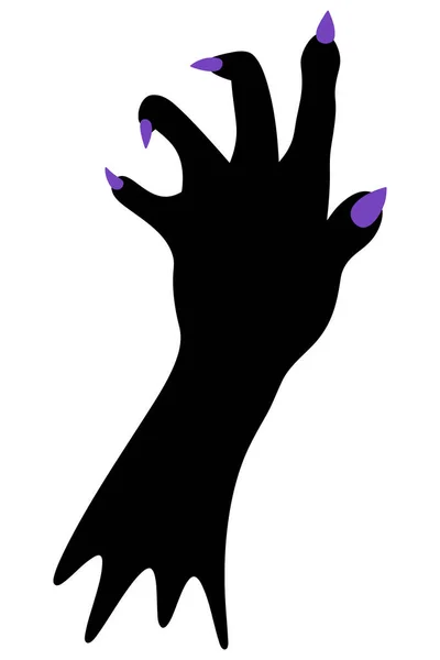 Souche Main Mort Silhouette Ongles Violets Doigts Incurvés Avec Griffes — Image vectorielle