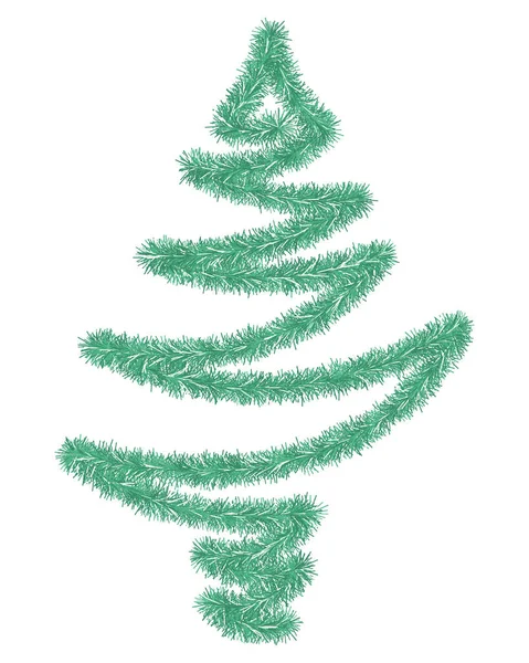 Christmas Tree Green Spruce Tree Made Fluffy Tinsel Colored Vector — Stock Vector