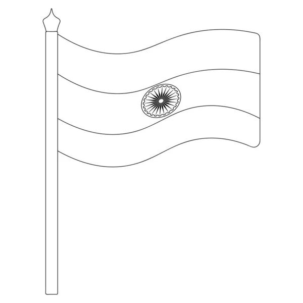 Flaga Indii Szkic Ilustracja Wektora Kolorowanki Dla Dzieci Tkanina Bawełniana — Wektor stockowy