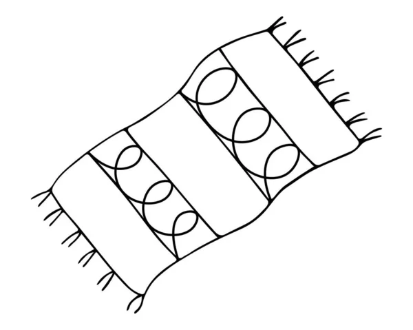 Teppich Skizze Bodenbelag Mit Wirbelnden Motiven Gemusterte Bodenmatte Vektorillustration Umriss — Stockvektor