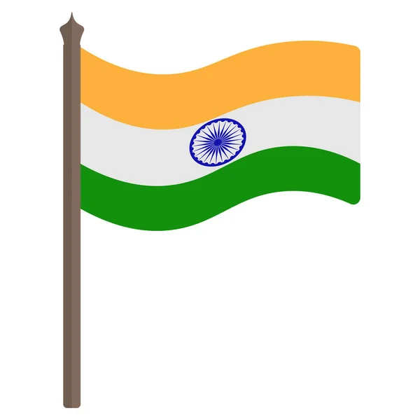 India Flag Colored Vector Illustration Cloth Fabric Wheel Republic India — Stock Vector