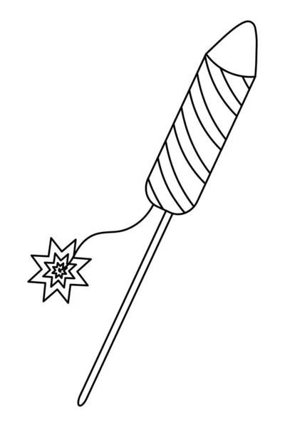 Roket Kembang Api Kembang Api Sketch Vektor Ilustrasi Dekorasi Lucu - Stok Vektor