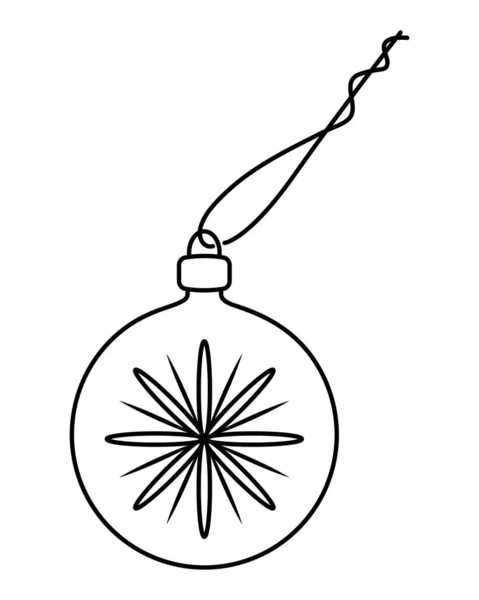 Décoration Arbre Noël Une Boule Verre Décorée Flocon Neige Est — Image vectorielle