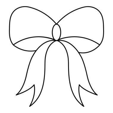 Dekoratif yay. Robot resim. Hediye için süpriz, kurdeleli buket. Kurdele çok güzel bağlanmış. Düğüm. Vektör çizimi. Çocuklar için boyama kitabı. Sevgililer Günü, doğum günü, düğün. İzole edilmiş bir arkaplanda özet geç. Doodle tarzı. 