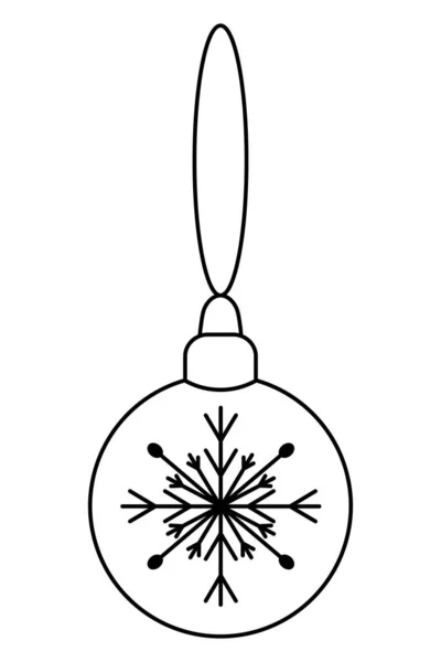 Christbaumschmuck Einem Faden Hängt Eine Mit Einer Schneeflocke Verzierte Glaskugel — Stockvektor