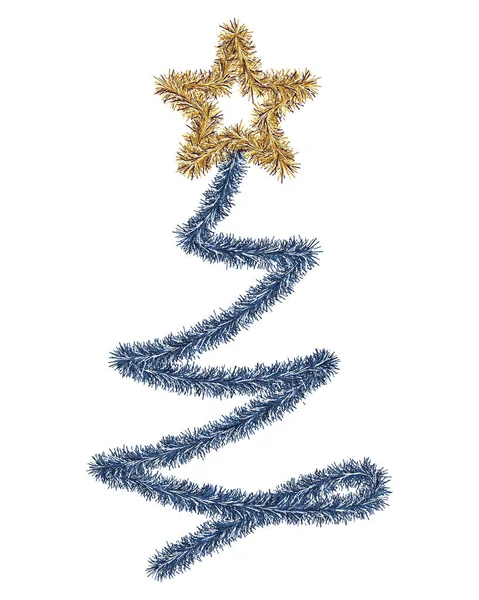 Arbre Noël Épinette Bleue Ornée Une Étoile Dorée Arbre Fait — Image vectorielle