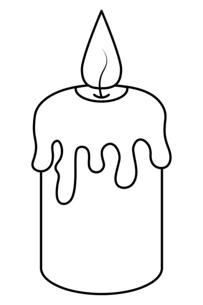 Candle Sketch Dripping Wax Hot Flame Vector Illustration Coloring Book — Stockvektor