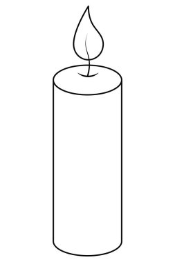 Mum. Robot resim. Yanan alev. Dua için bir özellik. Vektör çizimi. Çocuklar için boyama kitabı. Doodle tarzı. İzole edilmiş bir arkaplanda özet geç. Ayin niteliği. Web tasarımı için fikir.